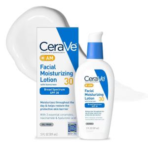 imageCeraVe AM Facial Moisturizing Lotion with SPF 30 OilFree Face Moisturizer with SPF Formulated with Hyaluronic Acid Niacinamide ampamp Ceramides NonComedogenic Broad Spectrum Sunscreen 3 Ounce3 Fl Oz Pack of 1
