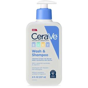 imageCeraVe Baby Wash ampamp Shampoo Fragrance Paraben ampamp Sulfate Free Shampoo for TearFree Baby Bath Time 8 Ounce8 Fl Oz Pack of 1