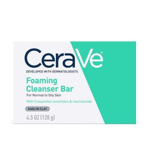 imageCeraVe Foaming Cleanser Bar SoapFree Body and Face Cleanser Bar for Oily Skin Fragrance Free 45 Ounce45 Ounce Pack of 1