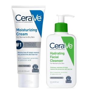 imageCeraVe Moisturizing Cream ampamp Hydrating Facial Cleanser Skin Care Set Combo Pack For Dry Skin Relief Travel Essentials 1oz Cleanser  16oz Cream With Pump8 Ounce Cream  8 Ounce Cleanser