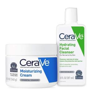 imageCeraVe Moisturizing Cream ampamp Hydrating Facial Cleanser Skin Care Set Combo Pack For Dry Skin Relief Travel Essentials 1oz Cleanser  16oz Cream With PumpCream  Travel Cleanser