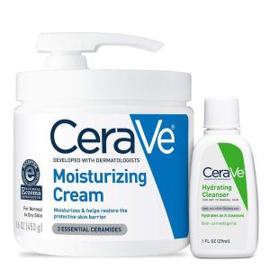 imageCeraVe Moisturizing Cream ampamp Hydrating Facial Cleanser Skin Care Set Combo Pack For Dry Skin Relief Travel Essentials 1oz Cleanser  16oz Cream With PumpCream w Pump  Cleanser