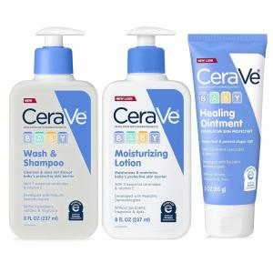 imageCeraVe Baby Bath Set 8oz Wash ampamp Shampoo  8oz Moisturizing Lotion  3oz Healing Ointment Fragrance Parabens Phthalates ampamp Tear Free Baby Bath Essentials