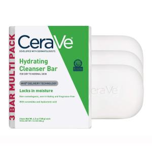 imageCeraVe Hydrating Cleanser Bar SoapFree Body and Facial Cleanser with 5 Moisturizing Cream FragranceFree 3Pack 45 Ounce Each45 Ounce Pack of 3