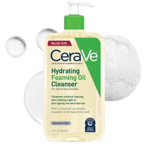imageCeraVe Hydrating Foaming Oil Cleanser Moisturizing Cleanser for Face ampamp Body Squalane Oil  Hyaluronic Acid  Ceramides For Dry to Very Dry Skin Fragrance Free ampamp Residue Free 8 FL Oz19 Fl Oz Pack of 1