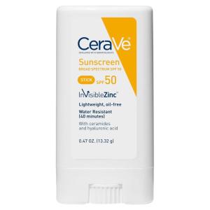 imageCeraVe Mineral Sunscreen Stick SPF 50 Broad Spectrum SPF  Hyaluronic Acid  Ceramides Titanium Dioxide ampamp Zinc Oxide 100 Mineral Face Sunscreen Stick Fragrance Free ampamp Oil Free
