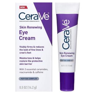 imageCeraVe Skin Renewing Eye Cream For Wrinkles Under Eye Cream With Peptides  Caffeine  Niacinamide For Wrinkles ampamp Crows Feet Paraben Free ampamp Opthalmologist Tested05 Ounce Pack of 1
