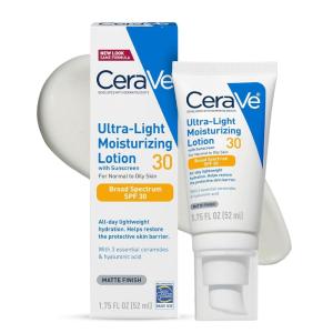 imageCeraVe UltraLight Moisturizing Lotion With SPF 30 Daily Face Moisturizer with SPF Formulated with Hyaluronic Acid ampamp Ceramides Broad Spectrum SPF Oil Free Matte Finish 17 Ounce